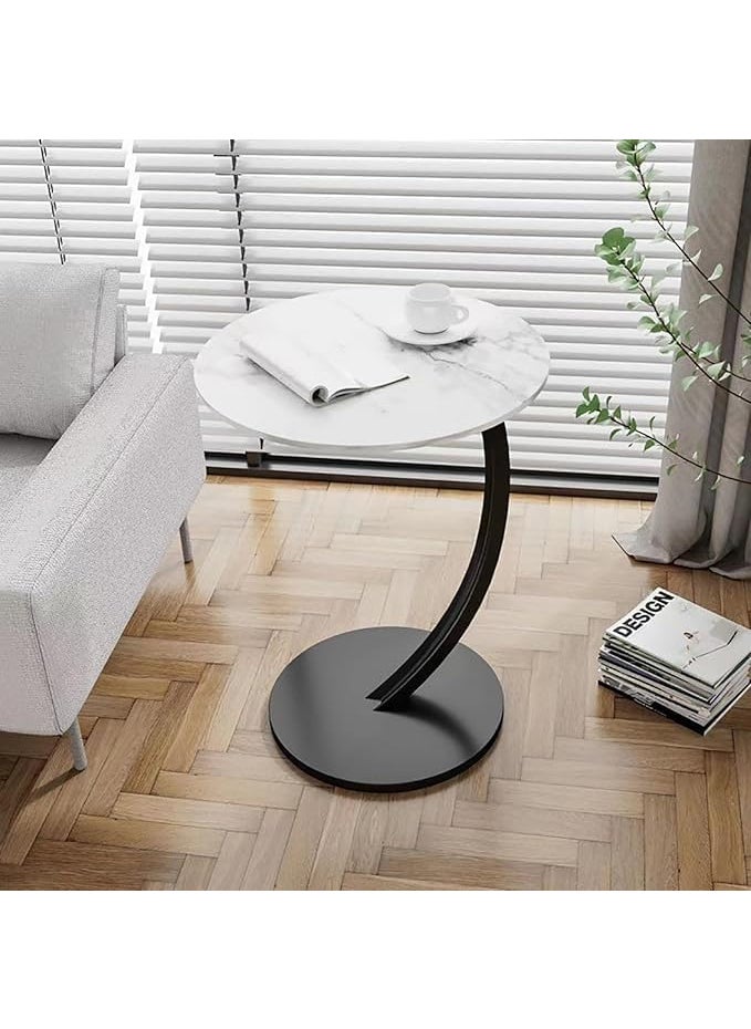 RELEMTRA RELEMTRA Tea Table for Living Room Couch Side Table Round End Table Marble Sofa Table Accent Side Table with Metal Frame Nightstand Tall Coffee Table for Living Room Bedroom  - Image 1