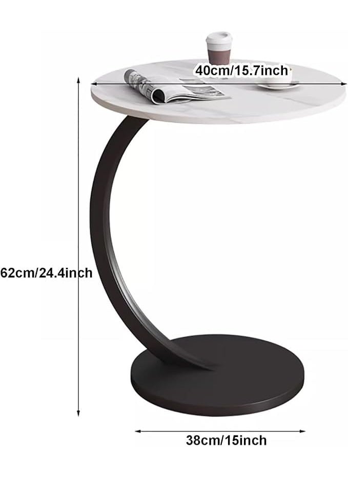 RELEMTRA RELEMTRA Tea Table for Living Room Couch Side Table Round End Table Marble Sofa Table Accent Side Table with Metal Frame Nightstand Tall Coffee Table for Living Room Bedroom  - Image 2