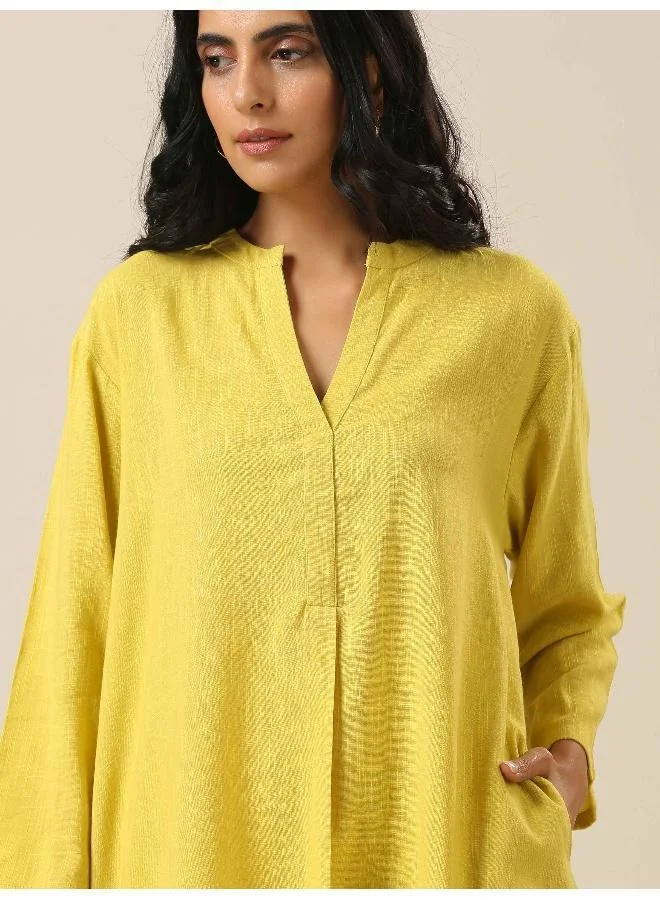 trueBrowns Lime Slub Texture Relax Fit Co-Ord Set