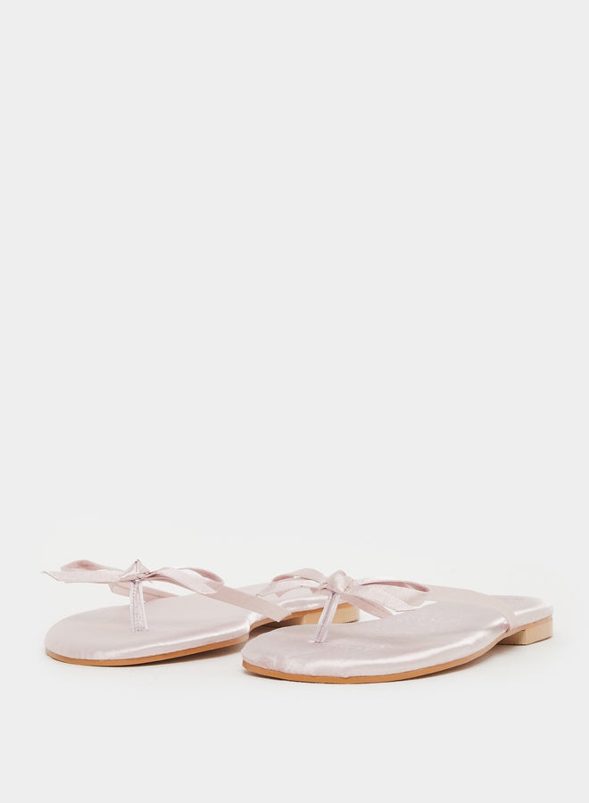 Styli Plain Bow Trim Flat Sandals - Image 2