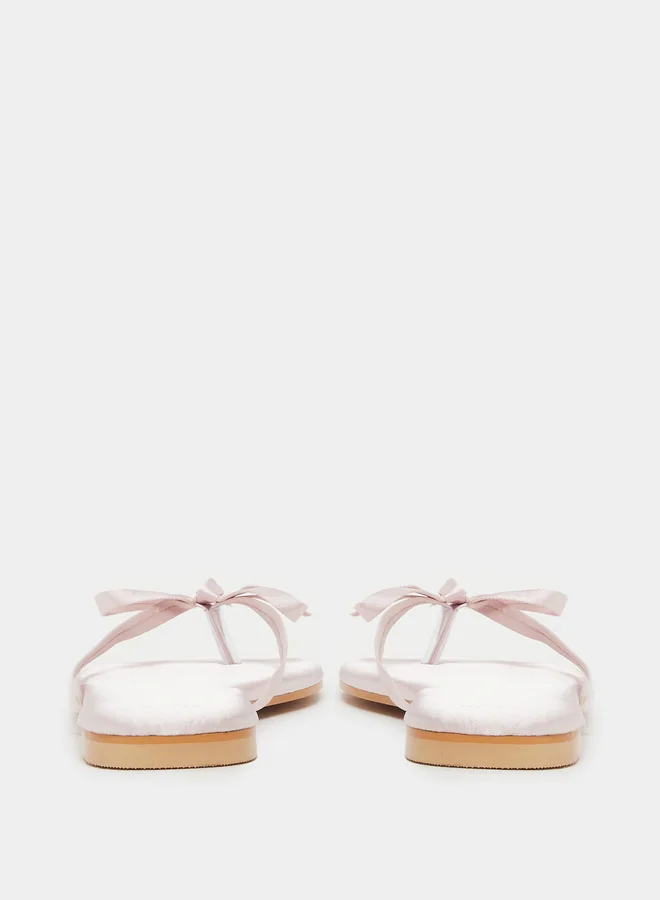 Styli Plain Bow Trim Flat Sandals
