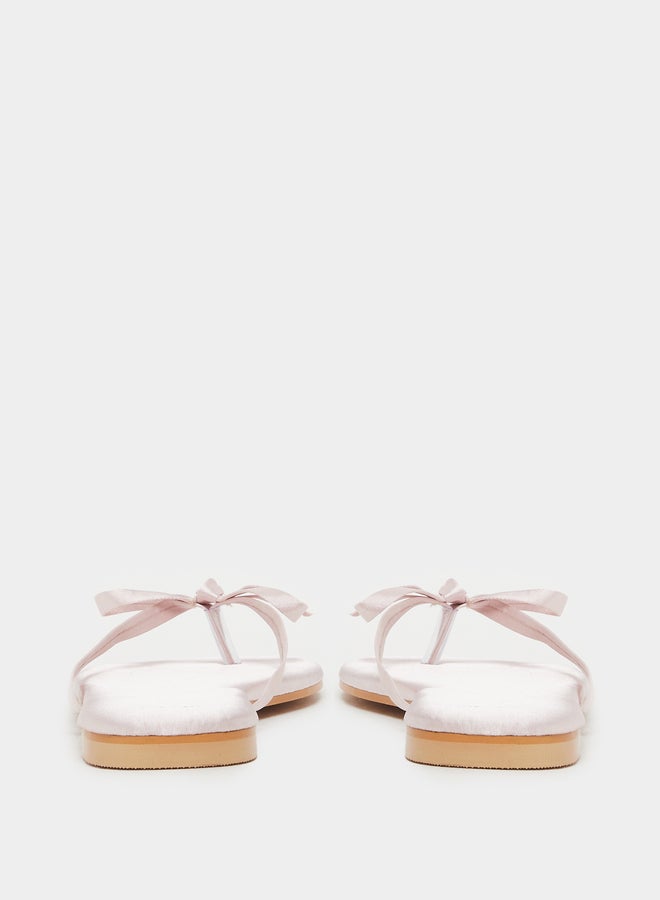 Styli Plain Bow Trim Flat Sandals - Image 4