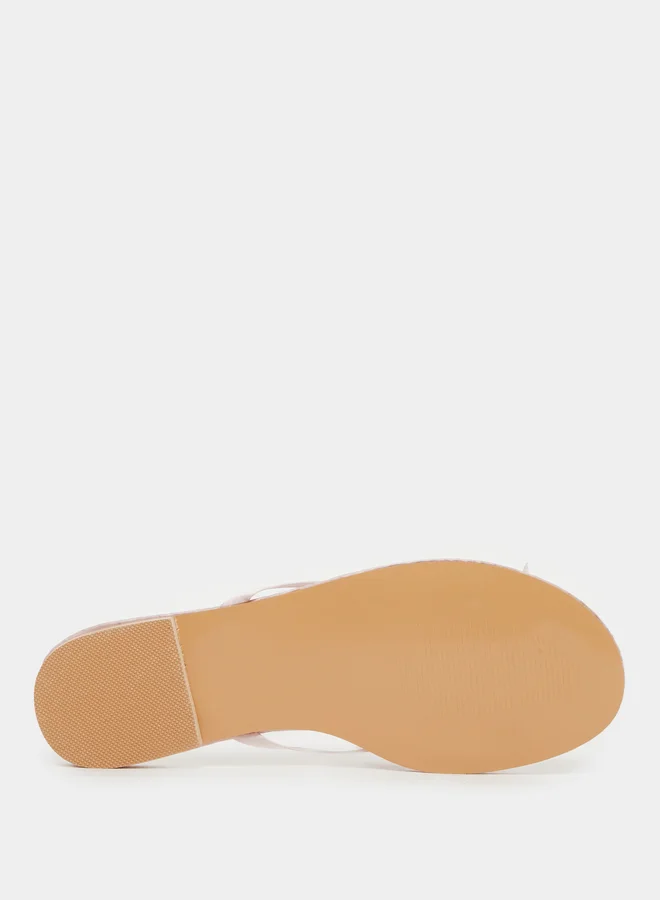 Styli Plain Bow Trim Flat Sandals