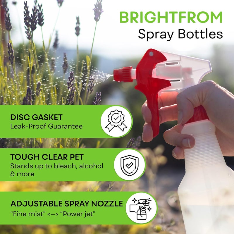 BRIGHTFROM 32 OZ Empty Plastic Spray Bottle, Heavy Duty with Adjustable Spray Nozzle, Chemical Resistant, All Purpose, Professional for Cleaning, Planting & Chemical Solutions - Image 1