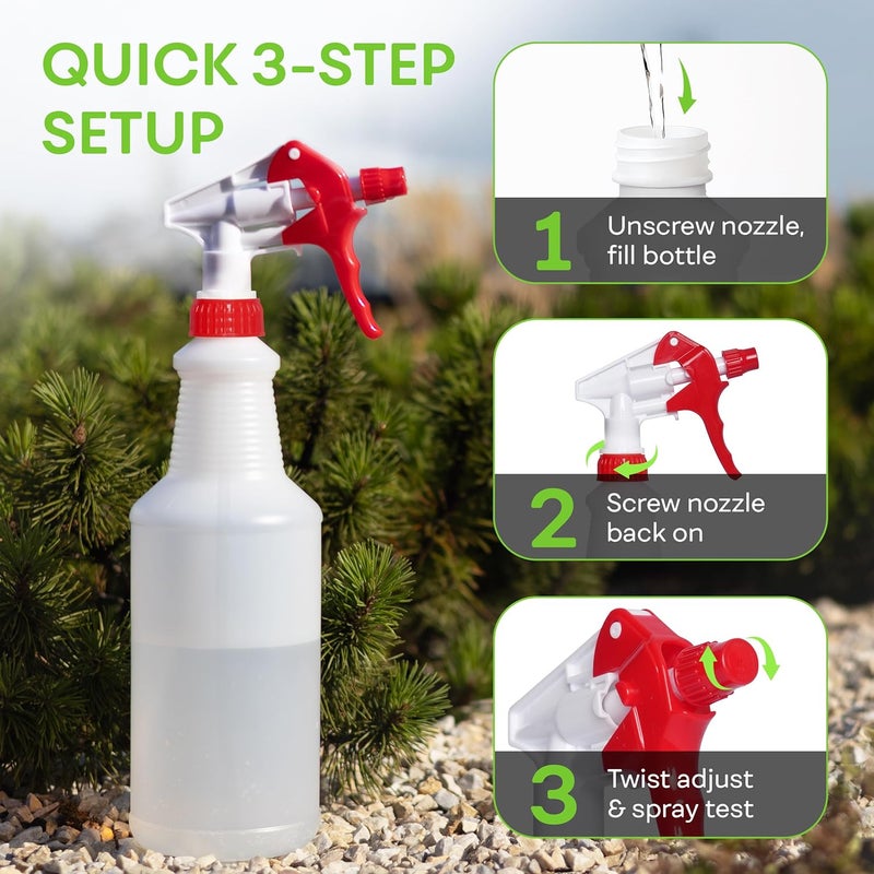 BRIGHTFROM 32 OZ Empty Plastic Spray Bottle, Heavy Duty with Adjustable Spray Nozzle, Chemical Resistant, All Purpose, Professional for Cleaning, Planting & Chemical Solutions - Image 3