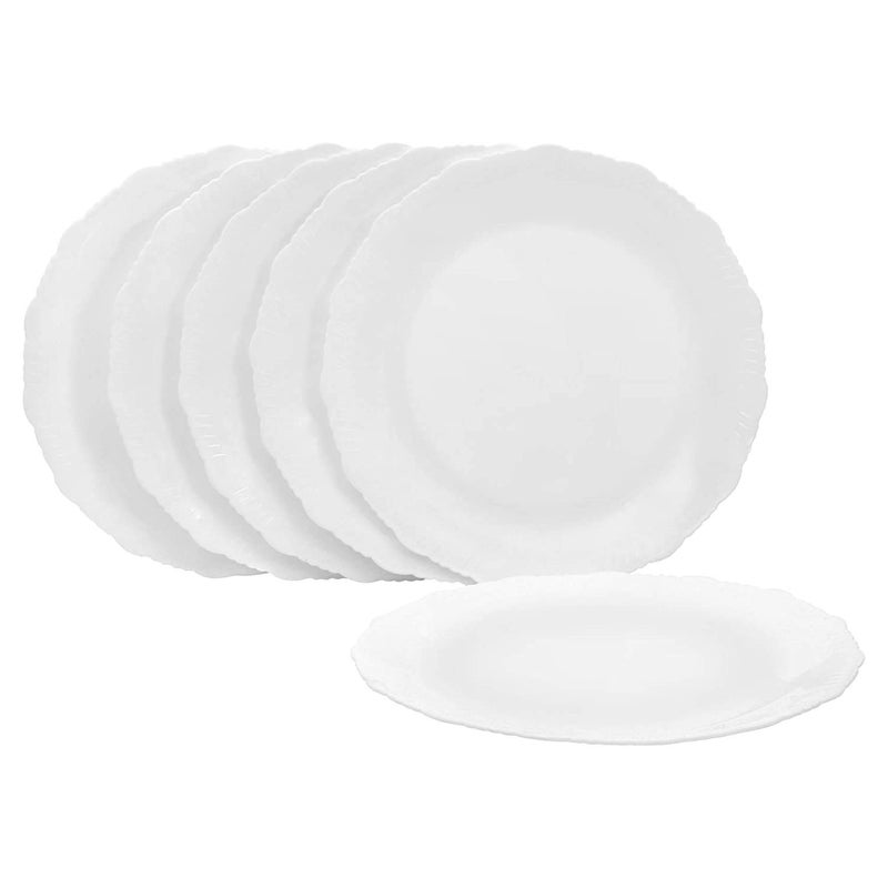 Cutting EDGE Round Colorful Set of Dinner Plates for Families Daily Use Parties Unbreakable Kid Friendly Microwave Safe Dishwasher Safe White Set of 6 - Image 1