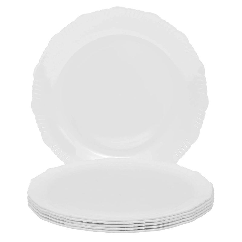 Cutting EDGE Round Colorful Set of Dinner Plates for Families Daily Use Parties Unbreakable Kid Friendly Microwave Safe Dishwasher Safe White Set of 6 - Image 3