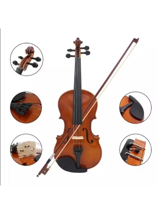 Megarya 4/4 Full Size Handmade Acoustic Violin – Indian Maple Wood, Mahogany Finish – Includes Bow, Rosin & Durable Black Hard Case – Ideal for Beginners & Kids - Image 3