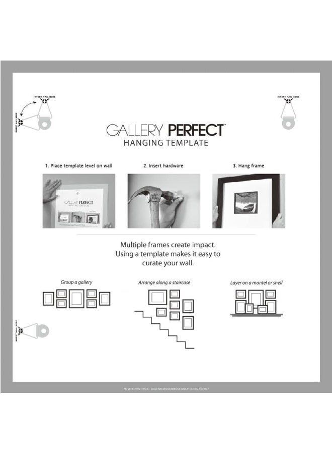 Gallery Perfects 9Piece Greywash  Square Photo Frame  Stunning Display with Frame Wall Gallery Kit  Decorative Art Prints  Hanging Template  Effortless Styling  Square Wall Mount  Grey Frame - Image 3