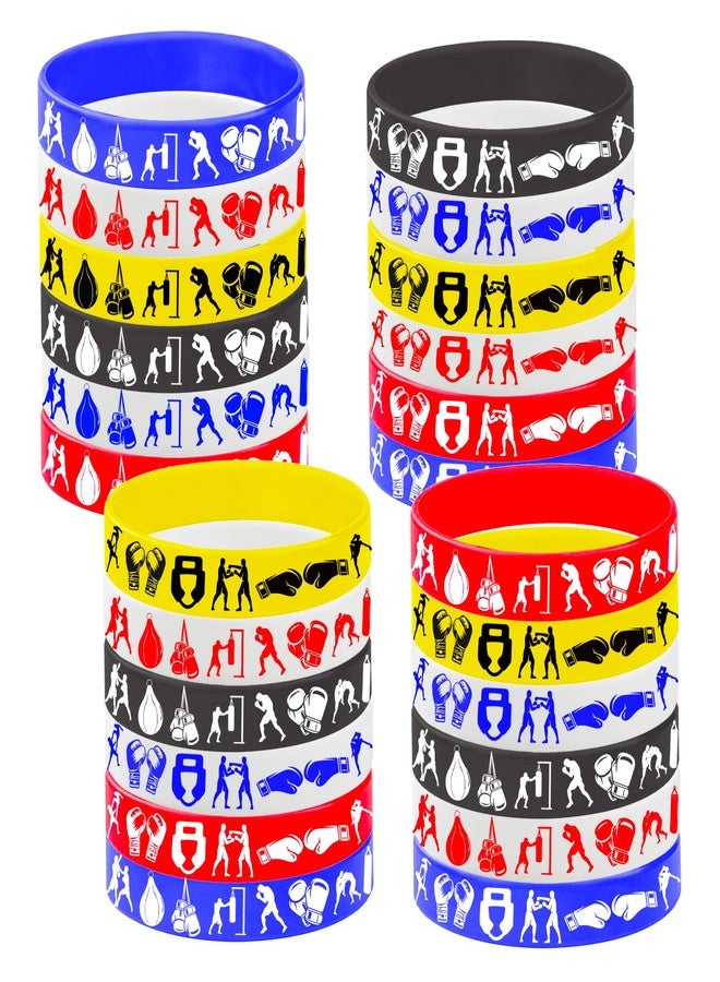 CupaPlay 24PCS Boxing Rubber Bracelets - Suitable for Boxing Fan Sports Match Themed Party Supplies Decorations Birthday Silicone Wristbands Party Favors - Image 1