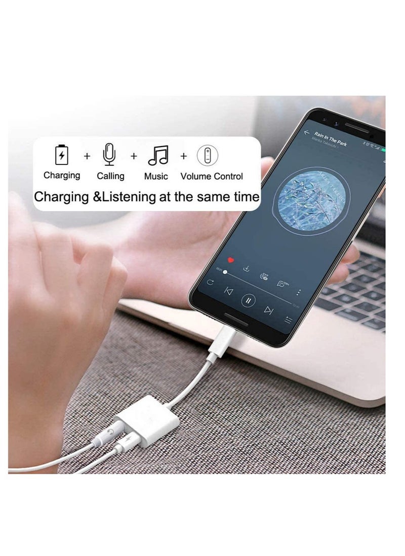 USB C to 3.5mm Headphone and Charger Adapter,2 in 1 USB C to Aux Audio Jack with PD 60W Fast Charging Dongle Fit with Galaxy S22 Ultra/S21 Ultra/S20/S20+ Ultra, Note 20/10,Pixel 5/4XL/3 XL/2XL