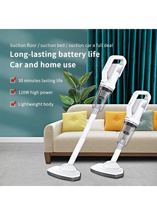 Hihonor - 12000PA Cordless Stick Vacuum Cleaner, Lightweight Powerful Suction Handheld Vacuum for Hard Floor Carpet Pet Hair, White - Image 1