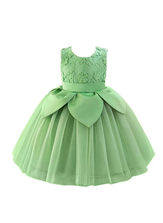 babyqlo Elegant Leaf-Themed Tulle Party Dress