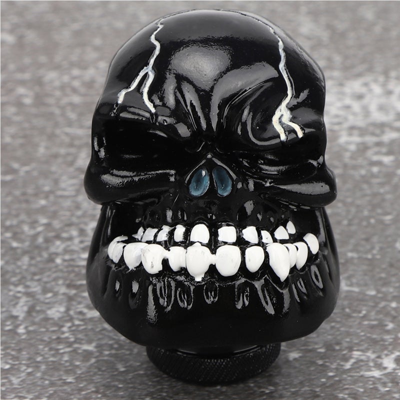 Black Skull Gear Shift Knob Resin Manual Car Accessory - Spiral Rubber Ring Design for Most Models - Image 5