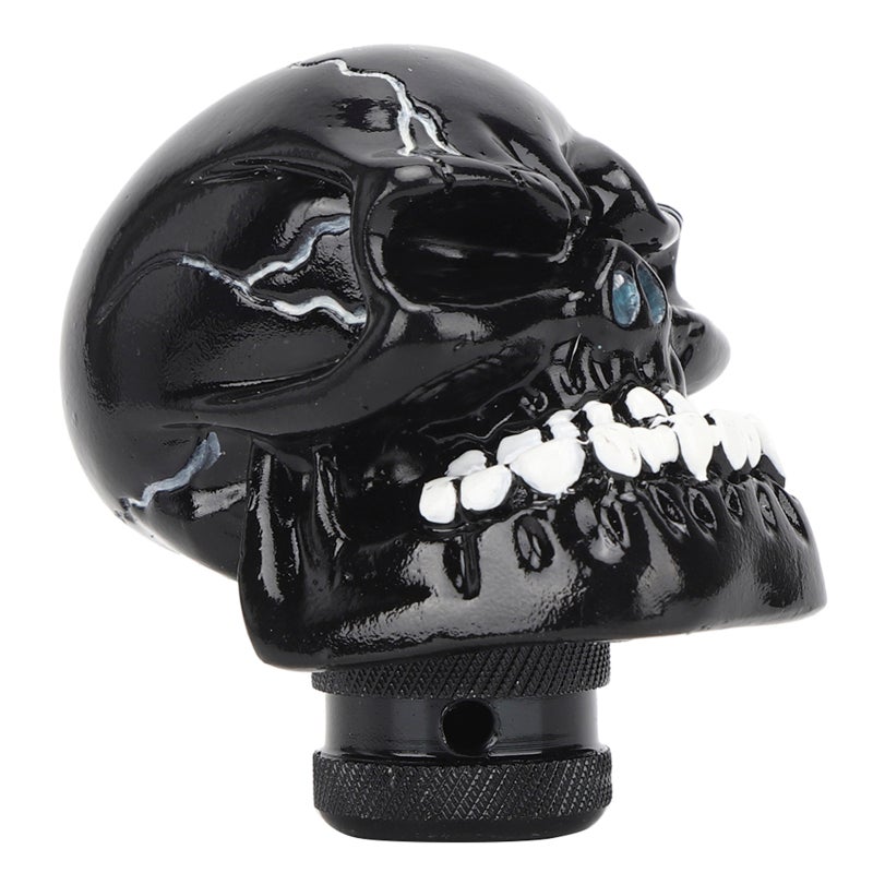 Black Skull Gear Shift Knob Resin Manual Car Accessory - Spiral Rubber Ring Design for Most Models - Image 2