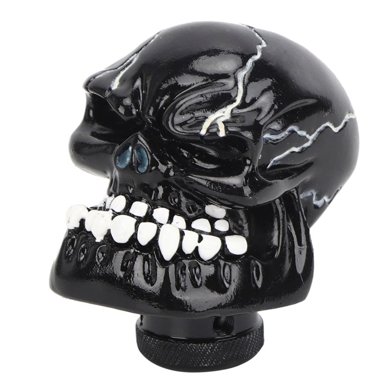 Black Skull Gear Shift Knob Resin Manual Car Accessory - Spiral Rubber Ring Design for Most Models - Image 3