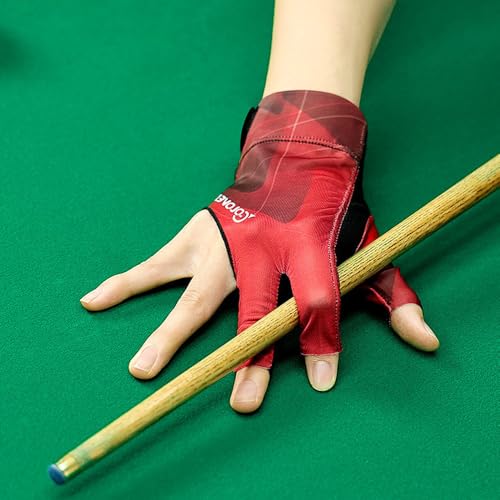 Wnddle Billiard Pool Gloves for Right Hand, 3 Finger Billiards Gloves Pool Cue Gloves, Quick-Dry Breathable Billiard Pool Glove, Snooker Cue Sport Glove Popular Sizes for Men & Women, Right Hand (Red) - Image 2
