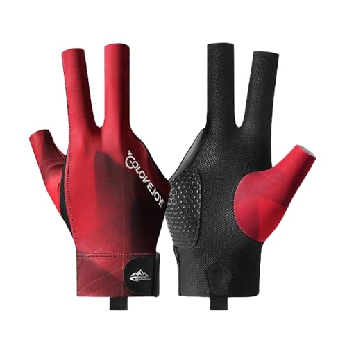 Wnddle Billiard Pool Gloves for Right Hand, 3 Finger Billiards Gloves Pool Cue Gloves, Quick-Dry Breathable Billiard Pool Glove, Snooker Cue Sport Glove Popular Sizes for Men & Women, Right Hand (Red) - Image 1