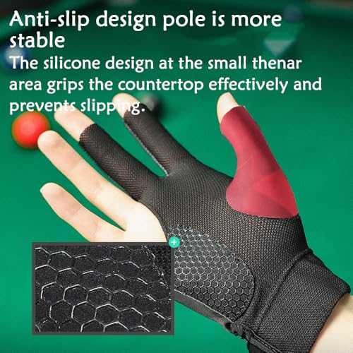Wnddle Billiard Pool Gloves for Right Hand, 3 Finger Billiards Gloves Pool Cue Gloves, Quick-Dry Breathable Billiard Pool Glove, Snooker Cue Sport Glove Popular Sizes for Men & Women, Right Hand (Red) - Image 4