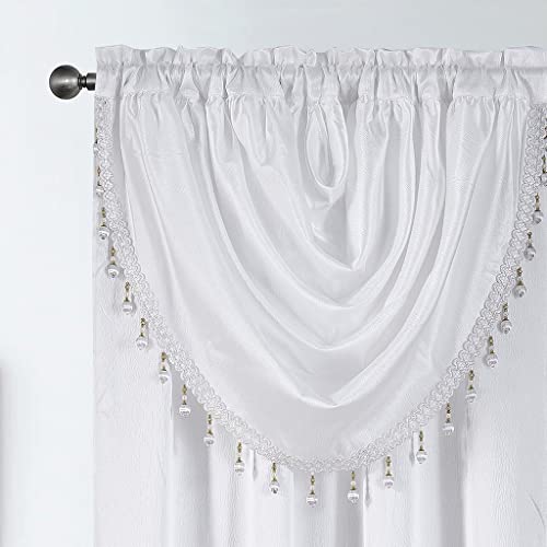 GLORY RUGS Window Panel with Attached Valance Curtain Bedroom Living Room Dining 42"X84" White - Image 2