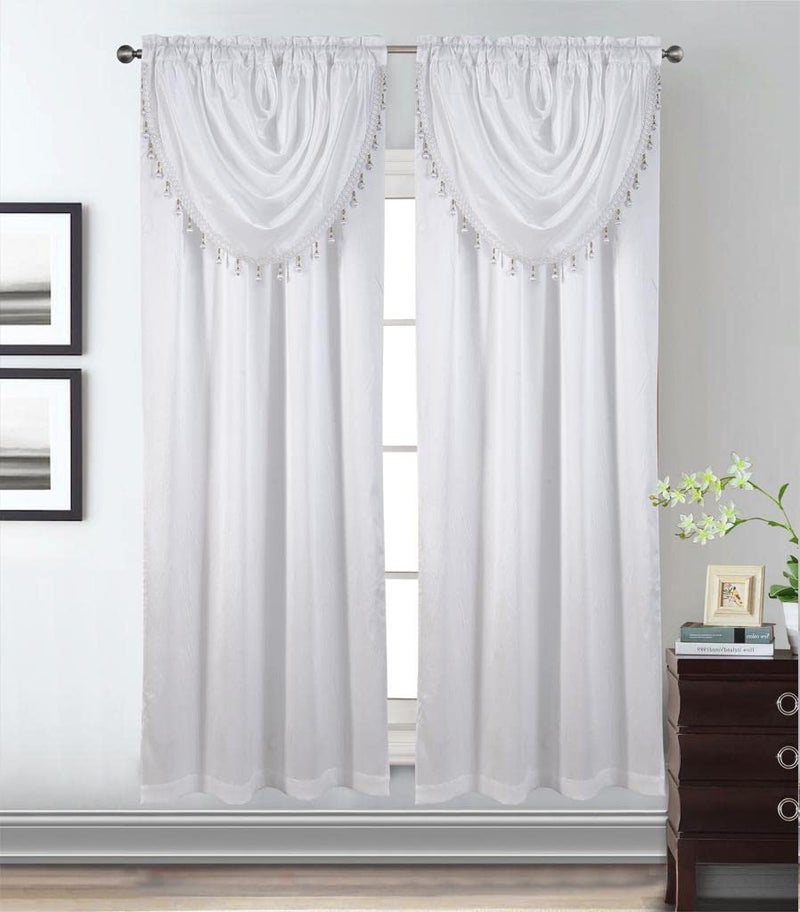 GLORY RUGS Window Panel with Attached Valance Curtain Bedroom Living Room Dining 42"X84" White - Image 1
