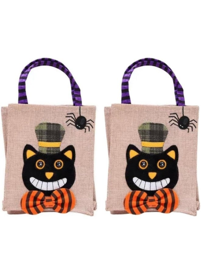 2-Piece Reusable Canvas Bag Trick or Treat Gift Bags Non-Woven Tote Bag  - Image 1