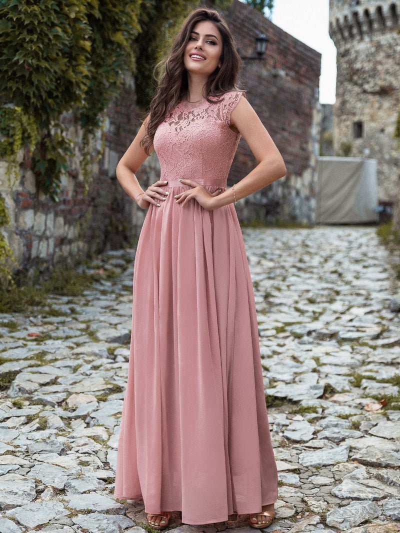 Miusol Women's Formal Floral Lace Evening Party Maxi Dress Pink - Image 3