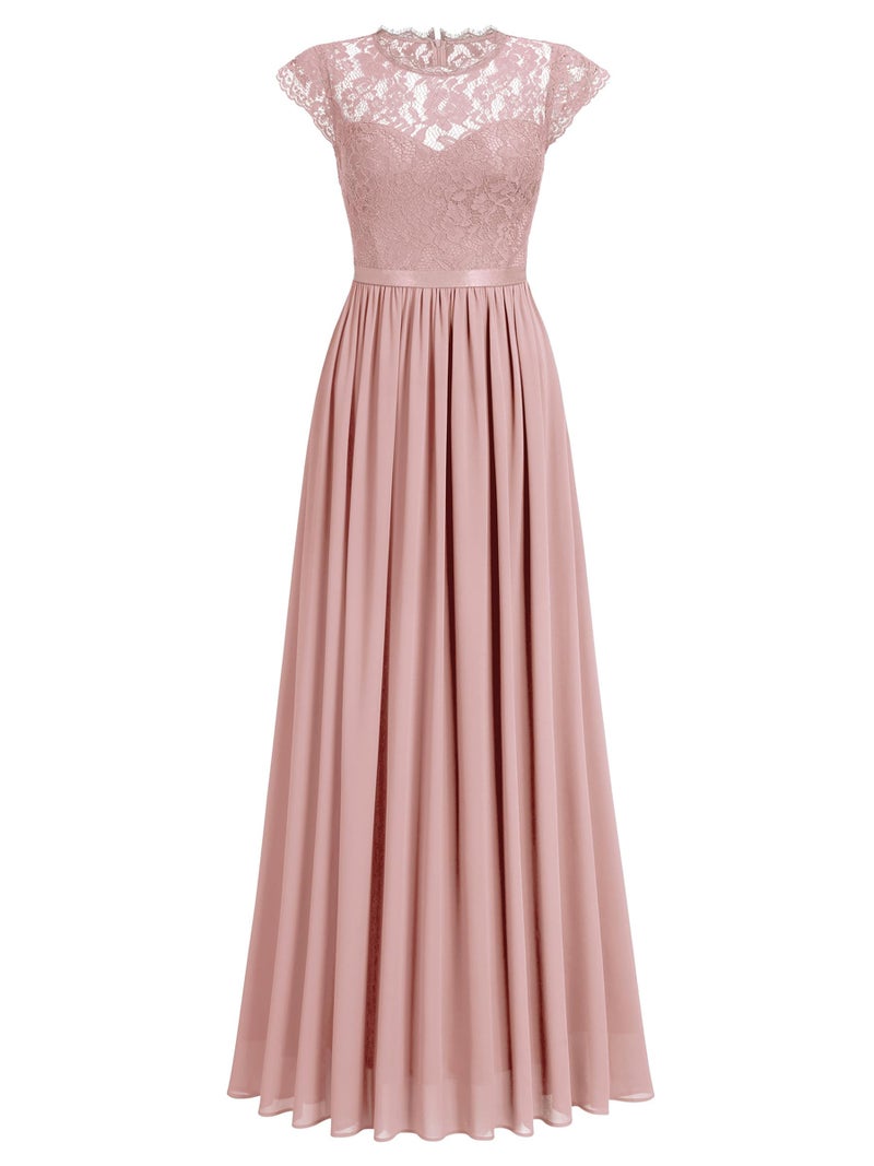 Miusol Women's Formal Floral Lace Evening Party Maxi Dress Pink - Image 5