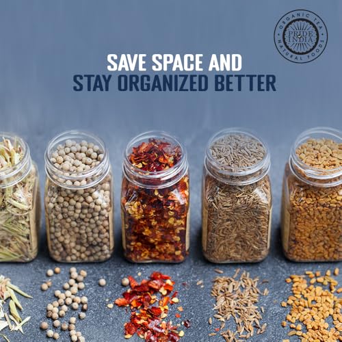 Pride Of India 4 oz Glass Spice Jar with Dual Sifter Cap | Small Clear Glass Jar with Lid for Spices, Herbs, Salt, Pepper & Seasoning Storage | Food Grade BPA Free, USA Made - Image 4