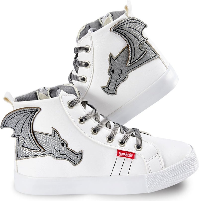 Denokids Dragon Boy White Sneakers Sports Shoes  - Image 1
