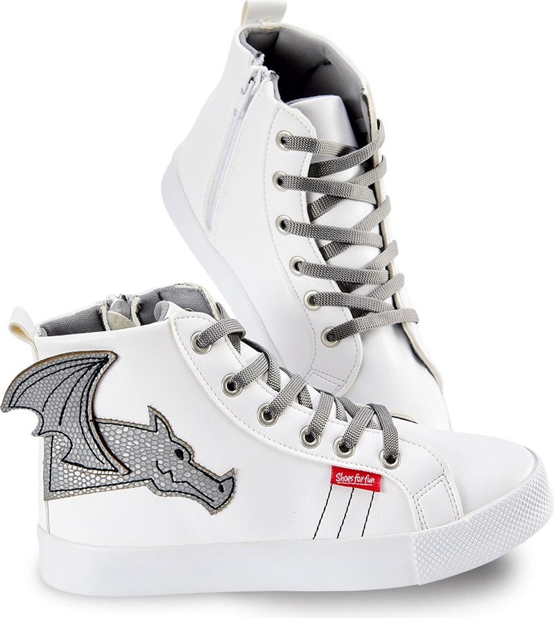 Denokids Dragon Boy White Sneakers Sports Shoes  - Image 2