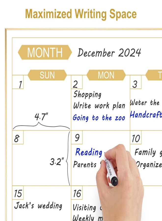 ARCOBIS Monthly Calendar Whiteboard, 36" x 24" Magnetic Dry Erase Calendar with Gold Frame, Wall Planner Board for Home, Office, School - Image 4