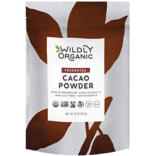 Wildly Organic Fermented Cacao Powder 16 Oz 1 lb Bag  Organic NonAlkalized Minimally Processed High in Antioxidants Raw Fair Trade NonGMO Kosher Vegan Premium Rich Chocolate Flavor  Perfect for Skin Hair Smoothies Yogurt Oatmeal Baking  Hot Cocoa - Image 1