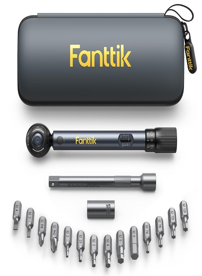 Fanttik WB10 Nova 1/4 Inch Drive Mini Bike Torque Wrench Set, 2-10 Nm/1.47-7.37ft-lb, 14 Bits Dual-Direction Click Adjustable 72-Tooth Torque Wrench Set for Bicycle - Image 1