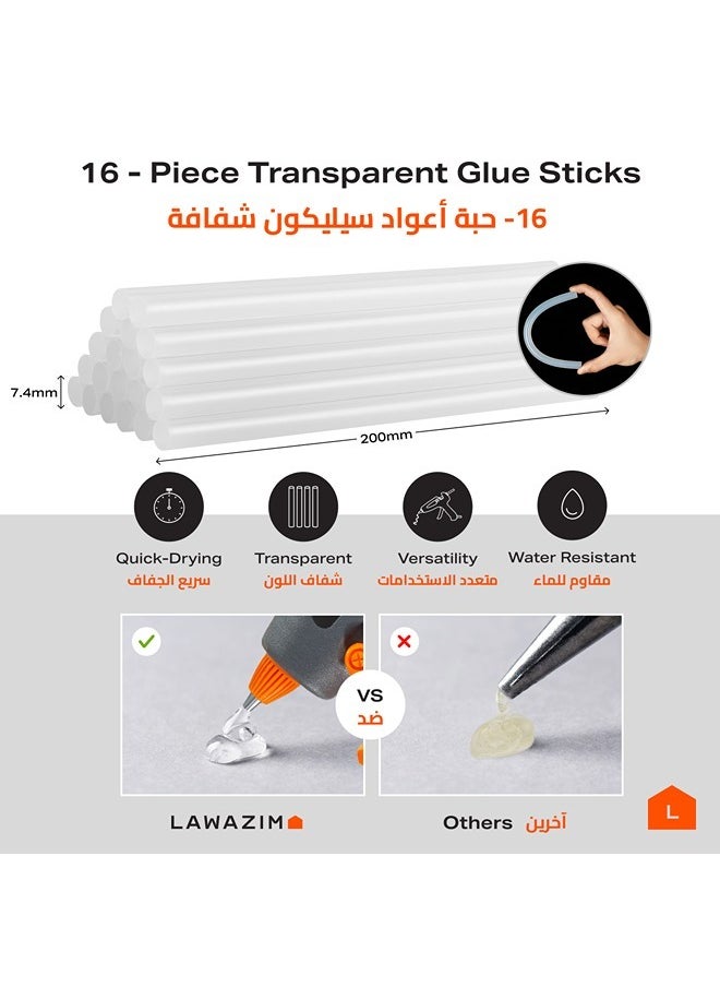 LAWAZIM Cordless Glue Gun -15W 3.7V Grey - Hot Melt Glue Gun with 16 Glue Sticks (7.4x200mm) and USB Cable Battery Operated Glue Gun DIY Tool for Art Crafts Decorations  - Image 4
