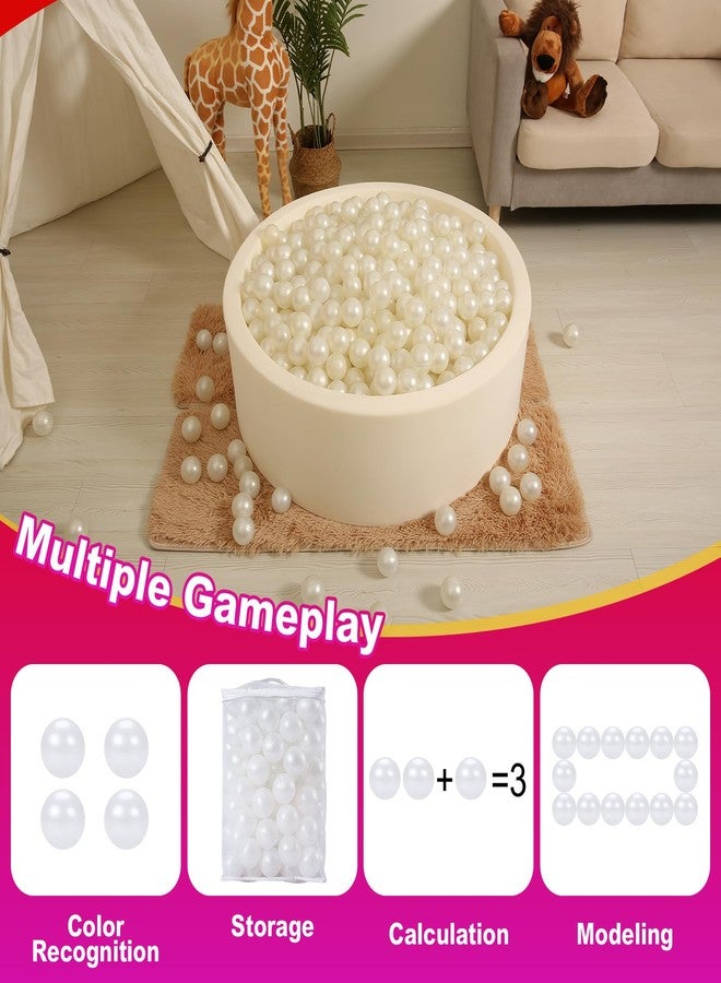 Realhaha كرات حوض الكرات Realhaha، 100 كرة لعب بلاستيكية للأطفال الرضع والفتيات الصغيرات، خيمة لعب، مسبح، بيت لعب، حظيرة لعب، ديكور حفلات، لون أبيض لؤلؤي - Image 2