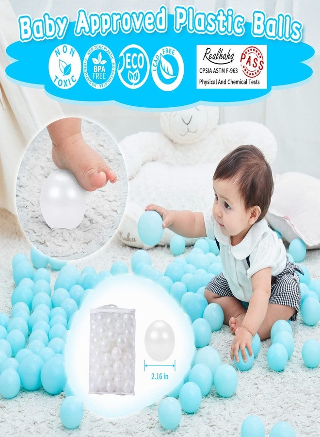 Realhaha كرات حوض الكرات Realhaha، 100 كرة لعب بلاستيكية للأطفال الرضع والفتيات الصغيرات، خيمة لعب، مسبح، بيت لعب، حظيرة لعب، ديكور حفلات، لون أبيض لؤلؤي - Image 5