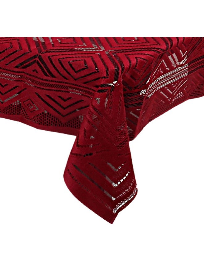 Kuber Industries Argyle Printed Cotton 4 Seater Center Table Cover,40"x60" (Maroon)-44KM027 - Image 2