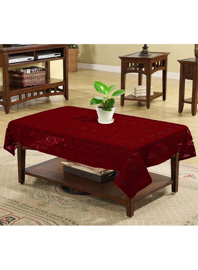 Kuber Industries Argyle Printed Cotton 4 Seater Center Table Cover,40"x60" (Maroon)-44KM027 - Image 1