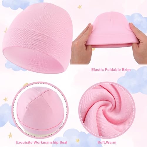 Newcotte 6 Pcs Preemie Baby Hats Cotton Preemie Caps Warm Newborn Beanie Premature Hat for Nicu Premature Boy Girl(Gentle Color,Bow Style) - Image 5