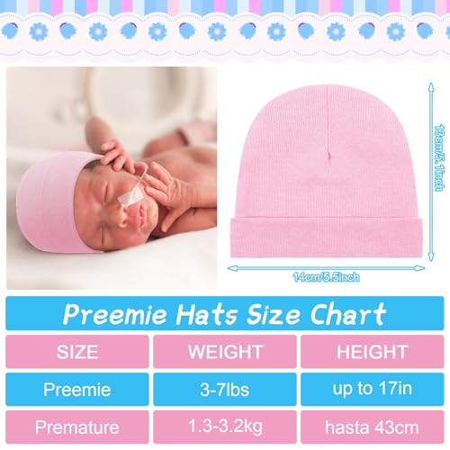 Newcotte 6 Pcs Preemie Baby Hats Cotton Preemie Caps Warm Newborn Beanie Premature Hat for Nicu Premature Boy Girl(Gentle Color,Bow Style) - Image 2