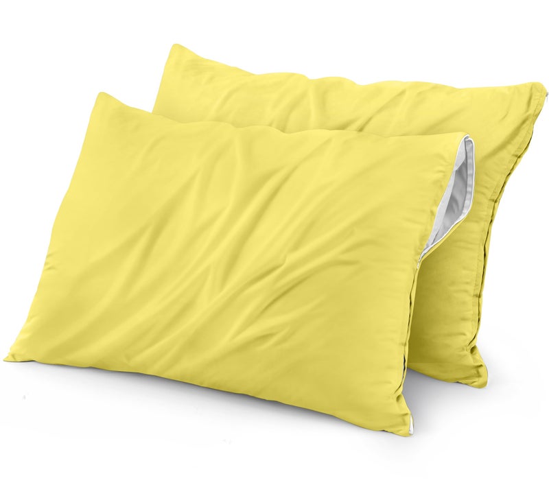 Utopia Bedding Waterproof Pillow Protectors Zippered (2 Pack  Yellow) Standard Size  Zippered Pillowcases  Bed Bug Proof Pillow Encasement Covers 20 x 26 Inches - Image 1