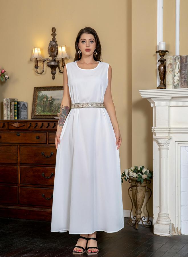 Take Two Foil Print Tassel Beaded Detail Kimono and Dress Modest Set - Image 5