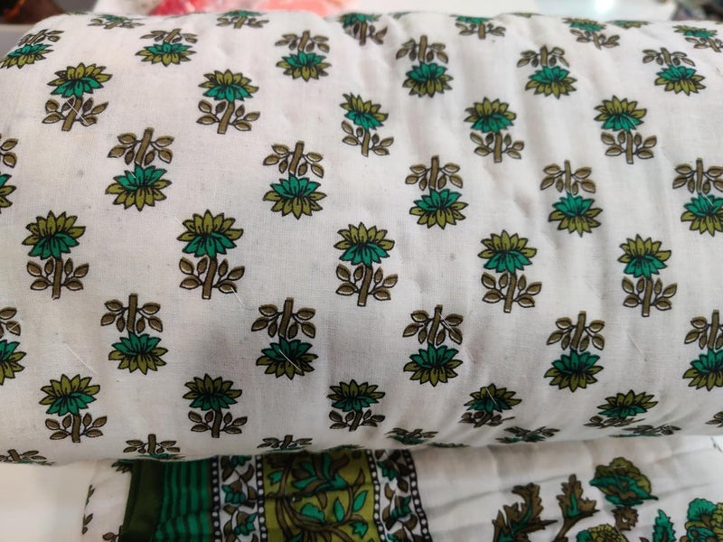 ans Single Bed Original Jaipuri razai 140x 225 cms Pure Cotton Traditional Print Light weigh Filled with Pure Cotton Reversible Floral prin - Image 3
