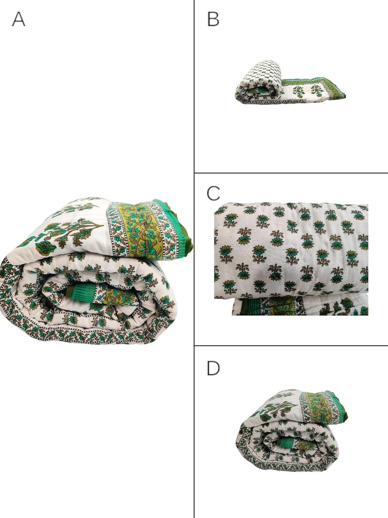 ans Single Bed Original Jaipuri razai 140x 225 cms Pure Cotton Traditional Print Light weigh Filled with Pure Cotton Reversible Floral prin - Image 4