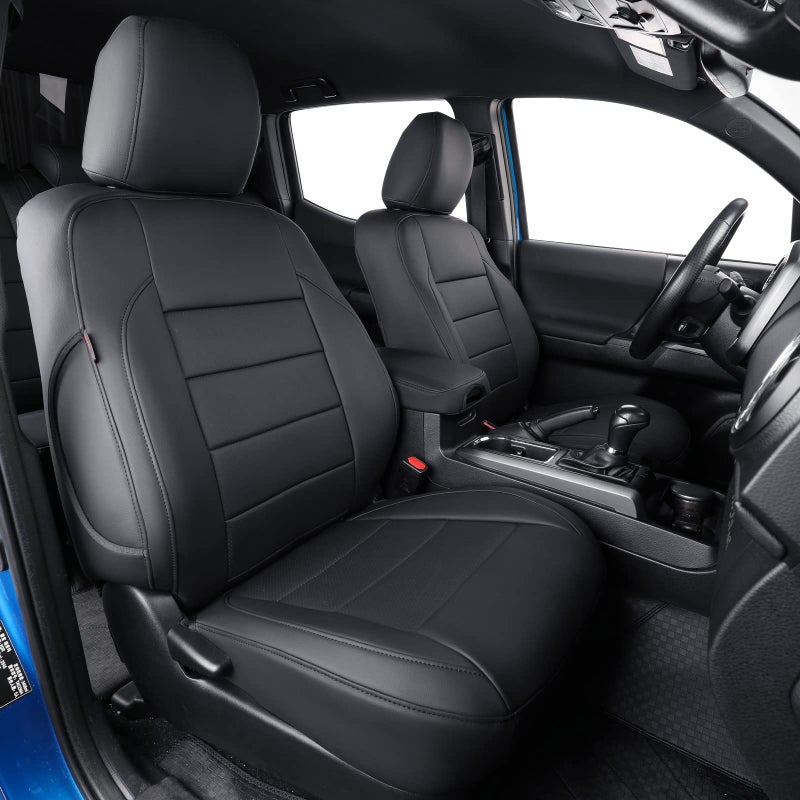 coverdream 2nd Gen Tacoma Seat Covers Custom Fit for 20122015 Toyota Tacoma Double CabCrew Cab Base Regular SeatsFully Covered Faux Leather Seat ProtectorFull Set Black - Image 3