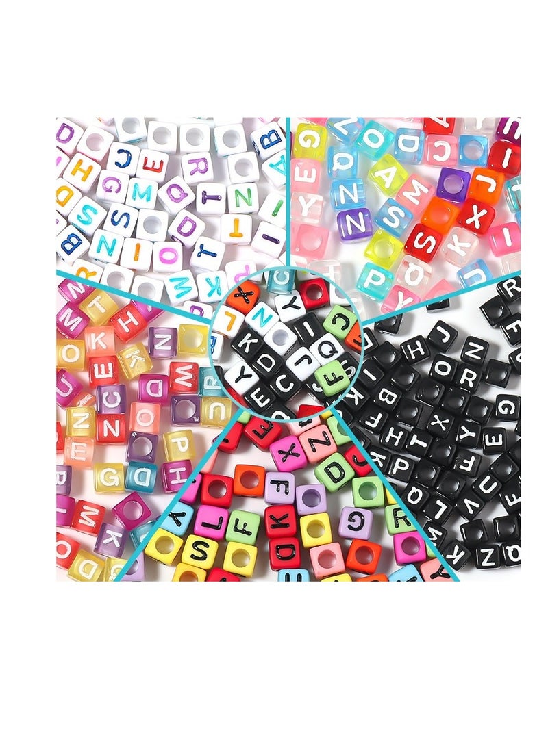 Taiahiro 6mm acrylic square beads, colored English oil-dripping letter beads, DIY jewelry accessories, children's early education handmade beads(50piece/bag)  - Image 2