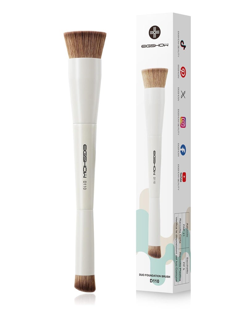 EIGSHOW Foundation and Concealer Brush, Dual Ended Makeup Brush For Flawless Foundation Coverage, Under Eye Concealer, Vegan & Cruelty-free (D110-Beige) - Image 1