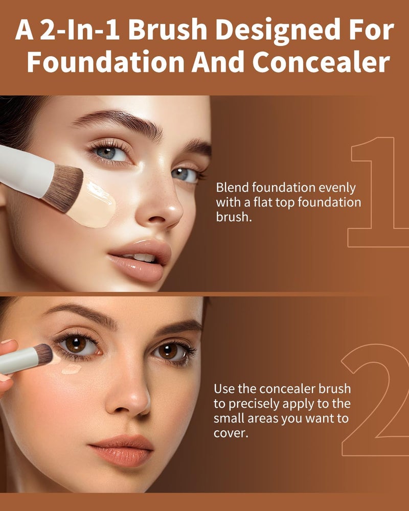 EIGSHOW Foundation and Concealer Brush, Dual Ended Makeup Brush For Flawless Foundation Coverage, Under Eye Concealer, Vegan & Cruelty-free (D110-Beige) - Image 4