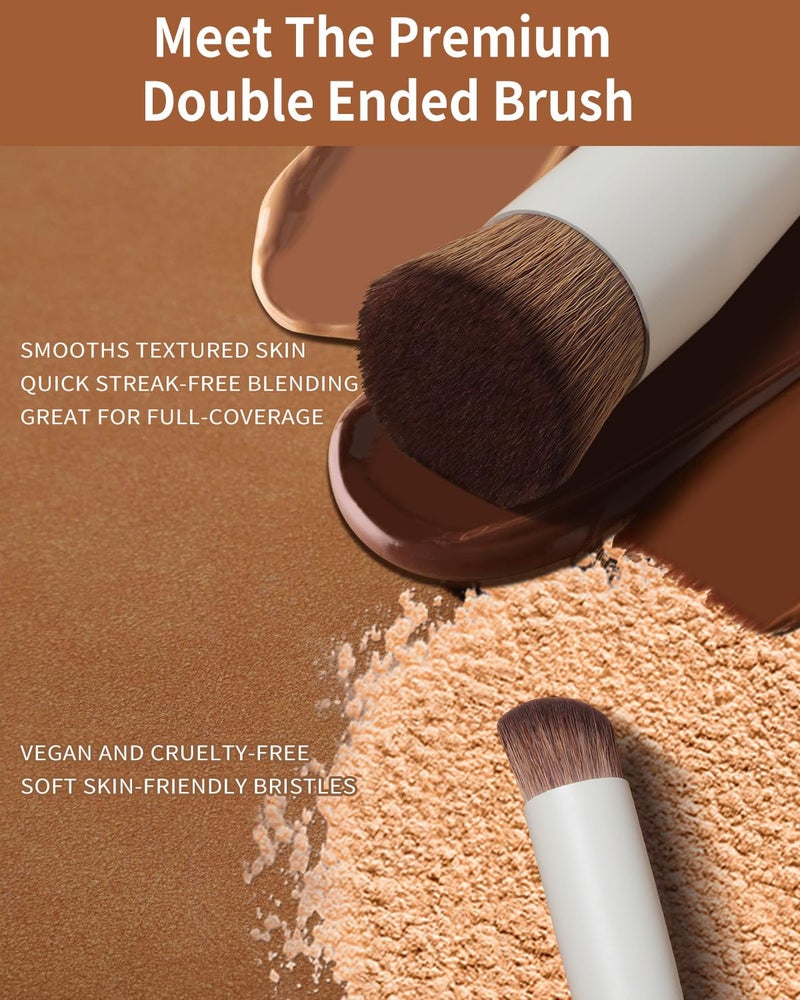 EIGSHOW Foundation and Concealer Brush, Dual Ended Makeup Brush For Flawless Foundation Coverage, Under Eye Concealer, Vegan & Cruelty-free (D110-Beige) - Image 3